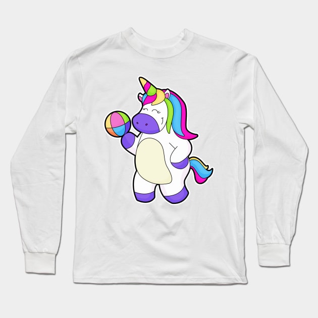 Unicorn with Volleyball Long Sleeve T-Shirt by Markus Schnabel